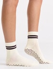 Ambra Organic Cotton Pilates Grip Crew Sock, Buttercream product photo View 04 S