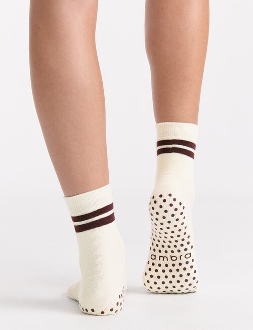 Ambra Organic Cotton Pilates Grip Crew Sock, Buttercream product photo View 05 L