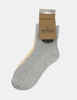 Ambra Organic Cottin Cuffed Rib Crew Sock, 2-Pack, Meringue & Grey Marle product photo