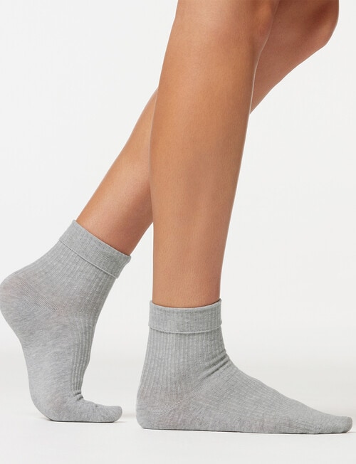 Ambra Organic Cottin Cuffed Rib Crew Sock, 2-Pack, Meringue & Grey Marle product photo View 03 L