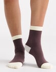 Ambra Organic Cotton 2 Tone Rib Crew Sock, Fudge product photo View 03 S