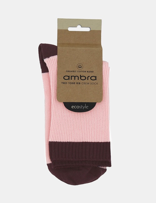 Ambra Organic Cotton 2 Tone Rib Crew Sock, Ballet product photo