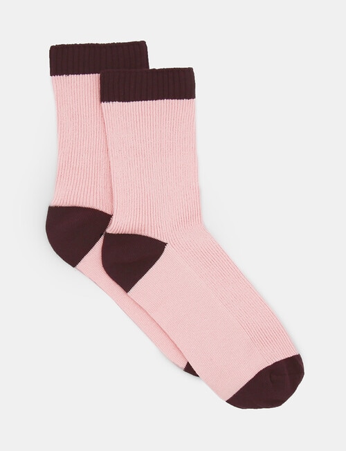 Ambra Organic Cotton 2 Tone Rib Crew Sock, Ballet product photo View 02 L
