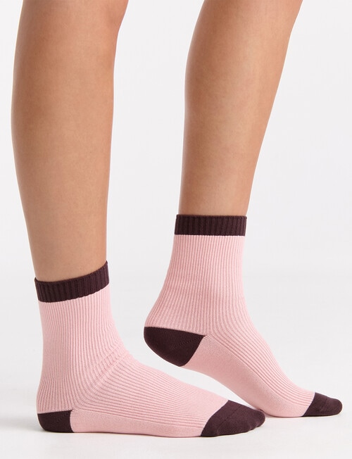 Ambra Organic Cotton 2 Tone Rib Crew Sock, Ballet product photo View 04 L
