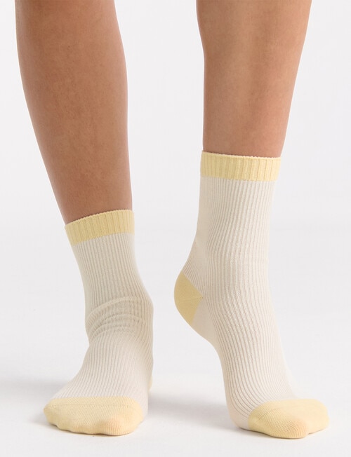 Ambra Organic Cotton 2 Tone Rib Crew Sock, Buttercream product photo View 03 L