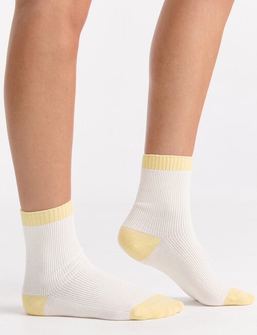 Ambra Organic Cotton 2 Tone Rib Crew Sock, Buttercream product photo View 04 L
