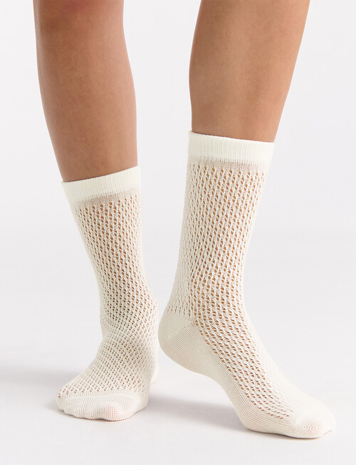 Ambra Organic Cotton Net Crew Sock, Buttercream product photo View 03 L