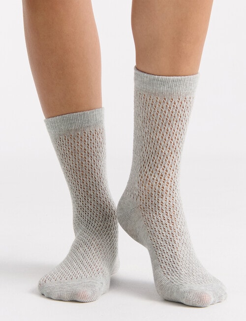 Ambra Organic Cotton Net Crew Sock, Greymarle product photo View 03 L