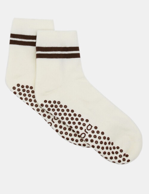 Ambra Organic Cotton Pilates Grip Crew Sock, Buttercream product photo View 02 L
