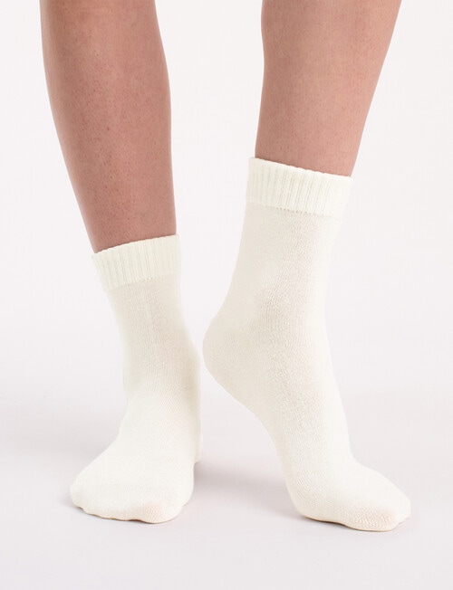 Ambra Organic Cotton Rib Top Crew Sock, 2-Pack, Buttercream & Grey product photo View 03 L