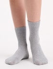 Ambra Organic Cotton Rib Top Crew Sock, 2-Pack, Buttercream & Grey product photo View 05 S