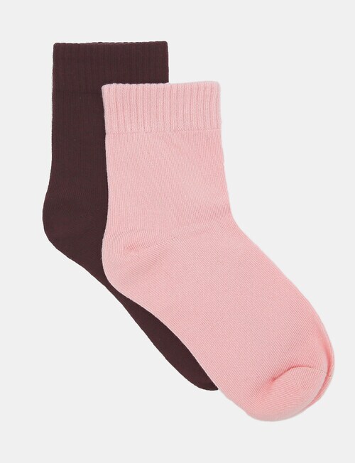 Ambra Organic Cotton Rib Top Crew Sock, 2-Pack, Ballet & Fudge product photo View 02 L