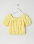 Mac & Ellie Short Sleeve Broderie Puff Sleeve Top, Lemon product photo