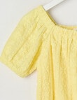 Mac & Ellie Short Sleeve Broderie Puff Sleeve Top, Lemon product photo View 02 S
