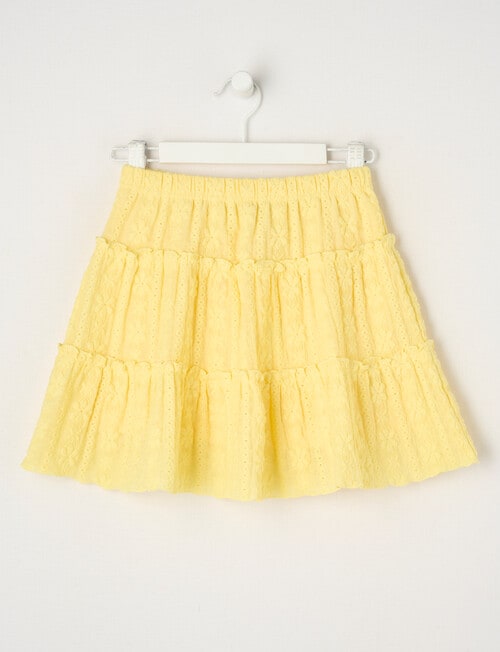 Mac & Ellie Broderie Tiered Skirt, Lemon product photo