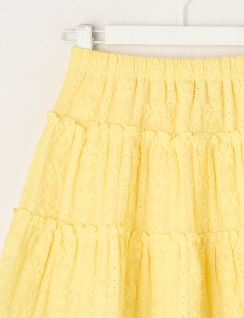 Mac & Ellie Broderie Tiered Skirt, Lemon product photo View 02 L