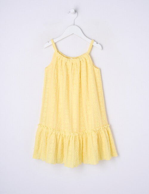 Mac & Ellie Gathered Neck Broderie Dress, Lemon product photo