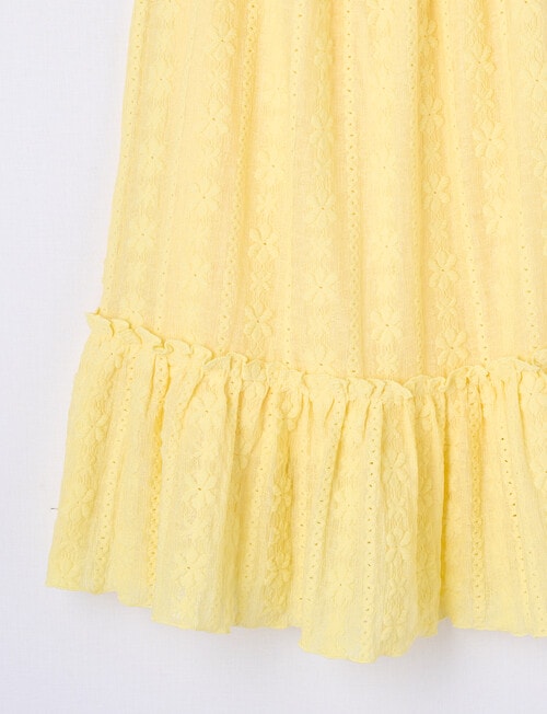Mac & Ellie Gathered Neck Broderie Dress, Lemon product photo View 03 L