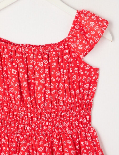Switch Ditsy Floral Elouise Shirred Detail Dress, Red product photo View 02 L