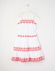 Switch Tiered Embroidery Dress, White & Red product photo