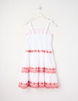 Switch Tiered Embroidery Dress, White & Red product photo View 02 S