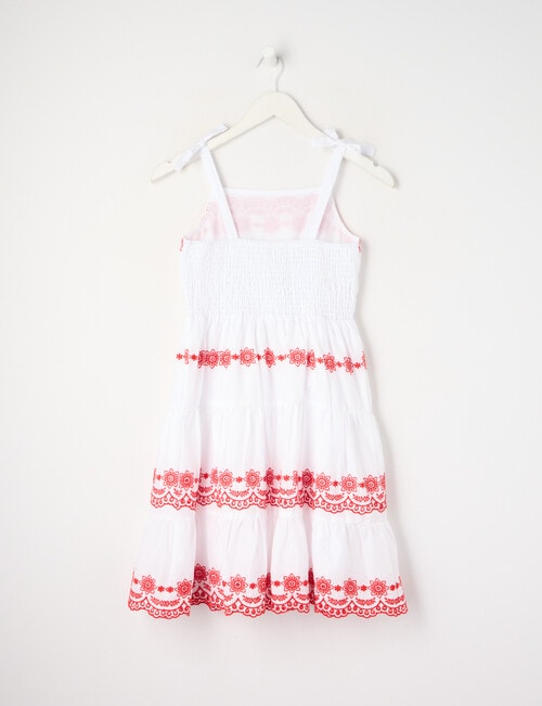 Switch Tiered Embroidery Dress, White & Red product photo View 02 L