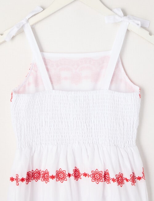 Switch Tiered Embroidery Dress, White & Red product photo View 05 L