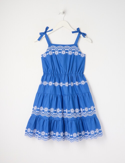 Switch Tiered Embroidery Dress, Cobalt & White product photo