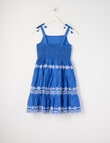 Switch Tiered Embroidery Dress, Cobalt & White product photo View 02 S