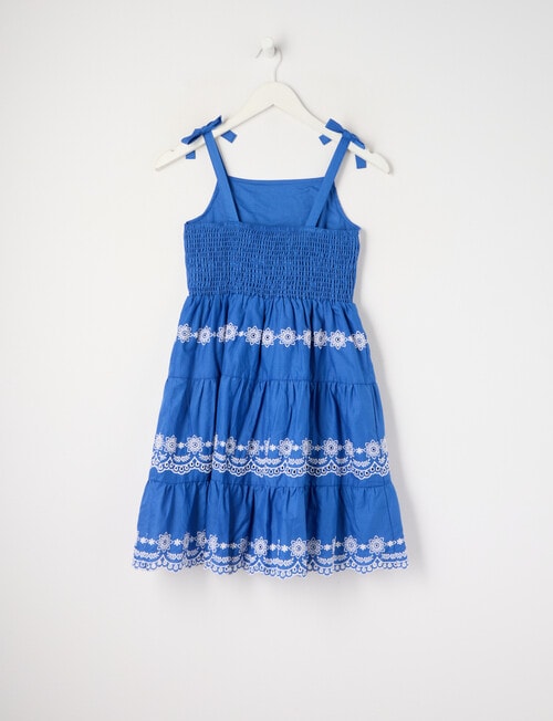 Switch Tiered Embroidery Dress, Cobalt & White product photo View 02 L