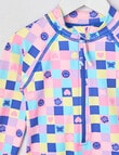 Wavetribe Checkers Long Sleeve Rashsuit, Pink product photo View 03 S
