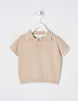 Teeny Weeny Short Sleeve Knit Polo T-Shirt, Stone product photo