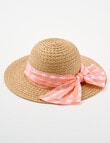 Mac & Ellie Gingham Bow Straw Sunhat, Natural product photo View 02 S