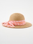 Mac & Ellie Gingham Bow Straw Sunhat, Natural product photo View 03 S