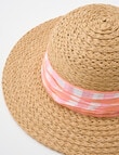 Mac & Ellie Gingham Bow Straw Sunhat, Natural product photo View 05 S
