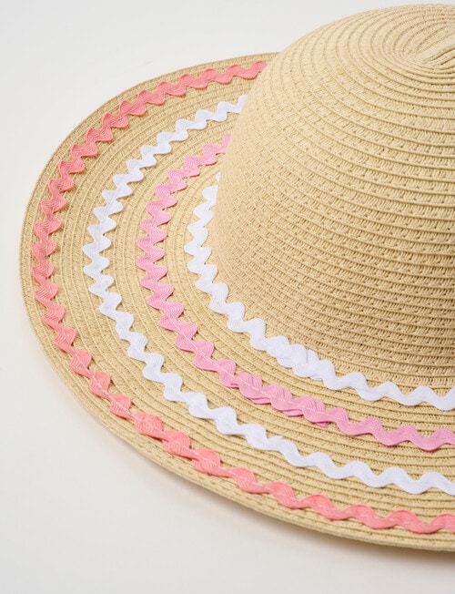 Mac & Ellie Straw Sunhat with Rick Rac Trim, Natural product photo View 03 L