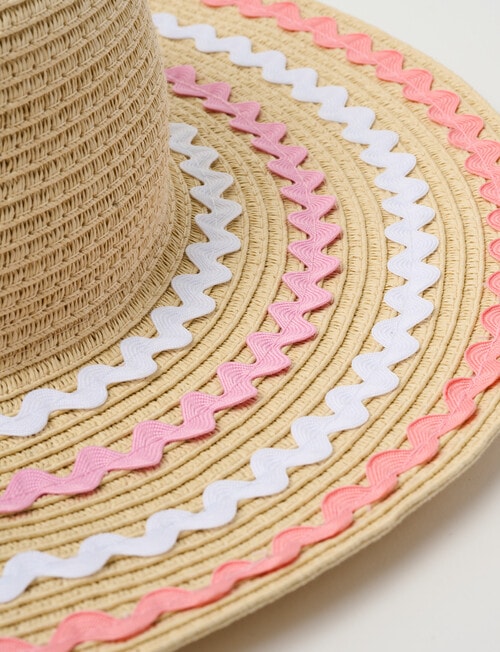 Mac & Ellie Straw Sunhat with Rick Rac Trim, Natural product photo View 04 L