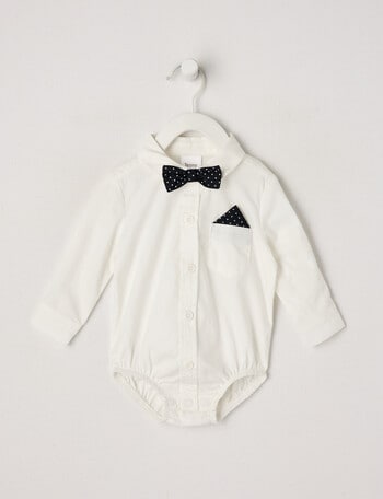 Teeny Weeny Long Sleeve Woven Bodysuit, White product photo