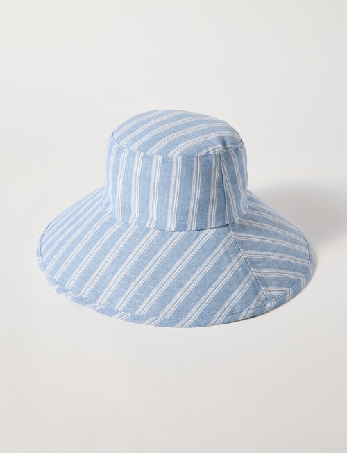 Switch Stripe Wide Brim Bucket Hat, Denim Blue product photo