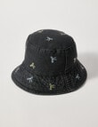 Switch Denim Bow Embroidery Bucket Hat, Black product photo