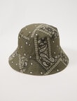 No Issue Paisley Reversible Bucket Hat, Khaki And Stone product photo