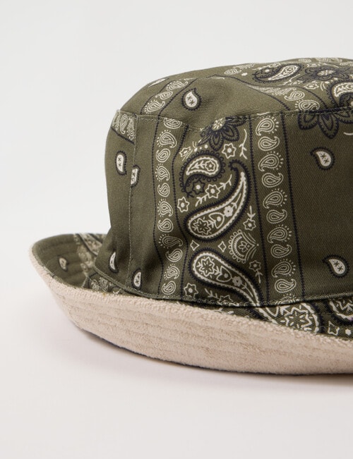 No Issue Paisley Reversible Bucket Hat, Khaki And Stone product photo View 05 L