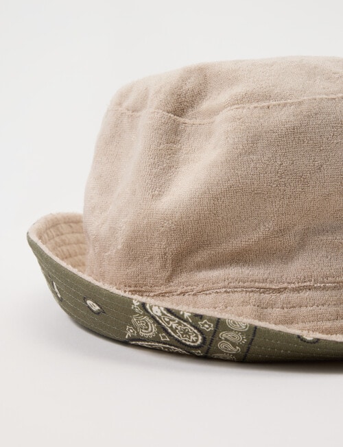 No Issue Paisley Reversible Bucket Hat, Khaki And Stone product photo View 06 L