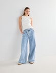 Mineral Sven Studded Belt Wide Leg Jeans, Blue product photo View 03 S