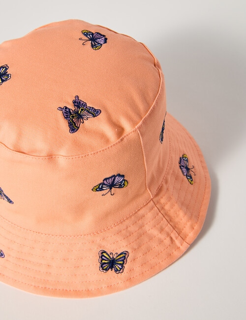 Mac & Ellie Butterfly Embroidery Bucket Hat, Peach product photo View 02 L