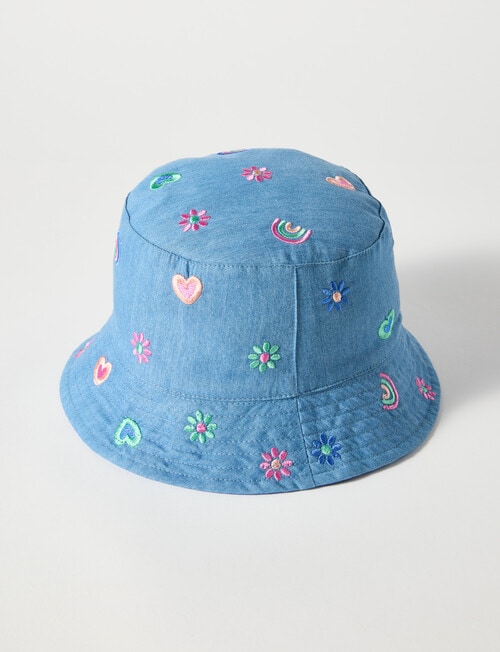 Mac & Ellie Rainbow Embroidery Bucket Hat, Blue product photo