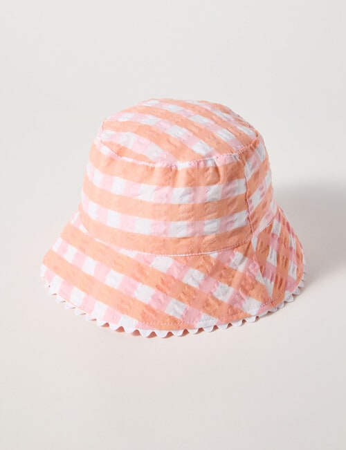 Mac & Ellie Gingham Bucket Hat, Peach product photo
