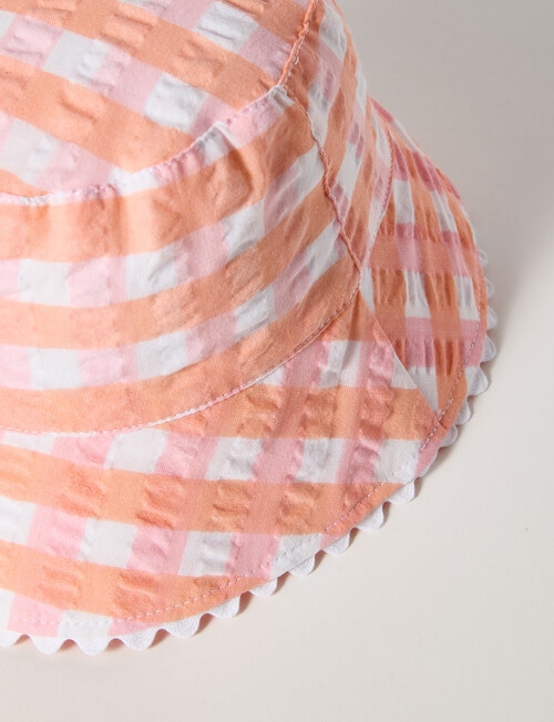Mac & Ellie Gingham Bucket Hat, Peach product photo View 02 L