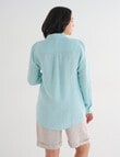 Zest Essentials Linen Long Sleeve Shirt, Mint product photo View 02 S