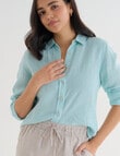 Zest Essentials Linen Long Sleeve Shirt, Mint product photo View 04 S